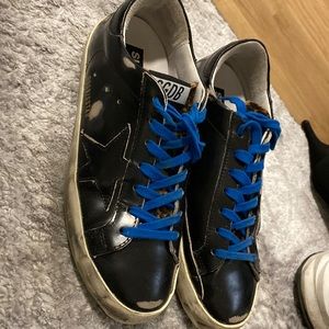 Golden Goose Black Sneakers with Blue Laces